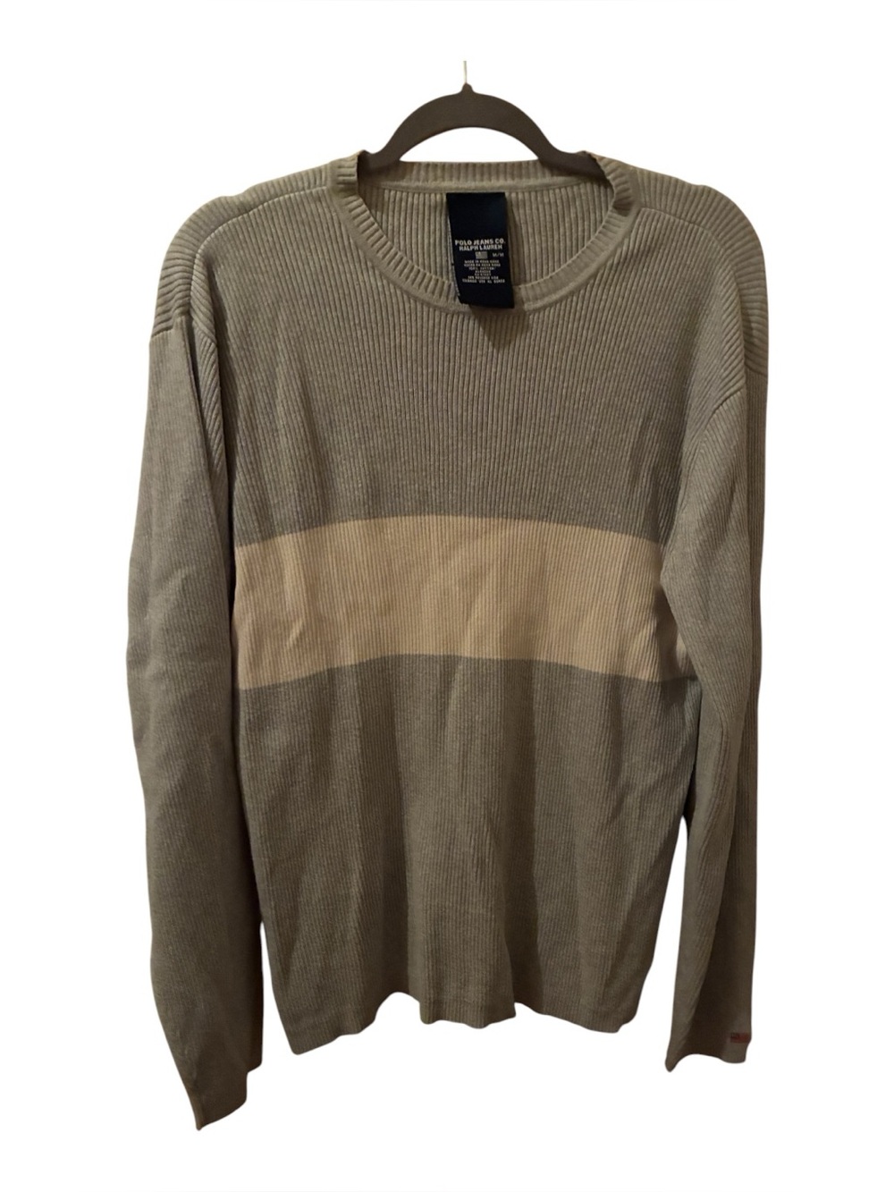EUC POLO JEANS CO RALPH LAUREN GRAY SWEATER WITH STRIPE SIZE M